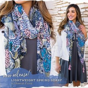 Grace & Lace Cheetah Floral Lightweight Spring Scarf
